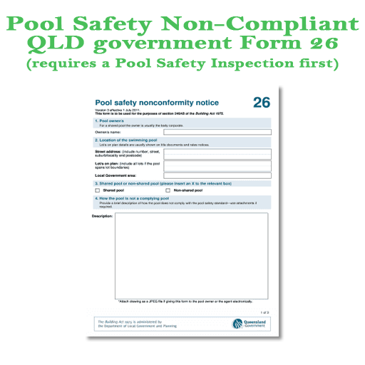 Temporary Fence - QLD Approved Pool Safety Nonconformity Notice - Form 26