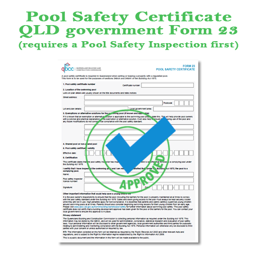 QLD Approved Pool Safety Certificate Form 23 poolsafetycertificatesgoldcoast